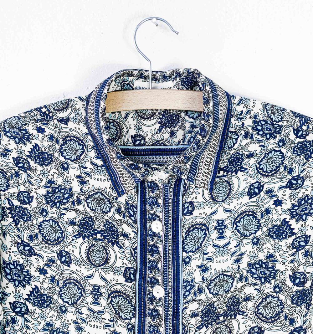 Silk shirt dress in blue - Image 2