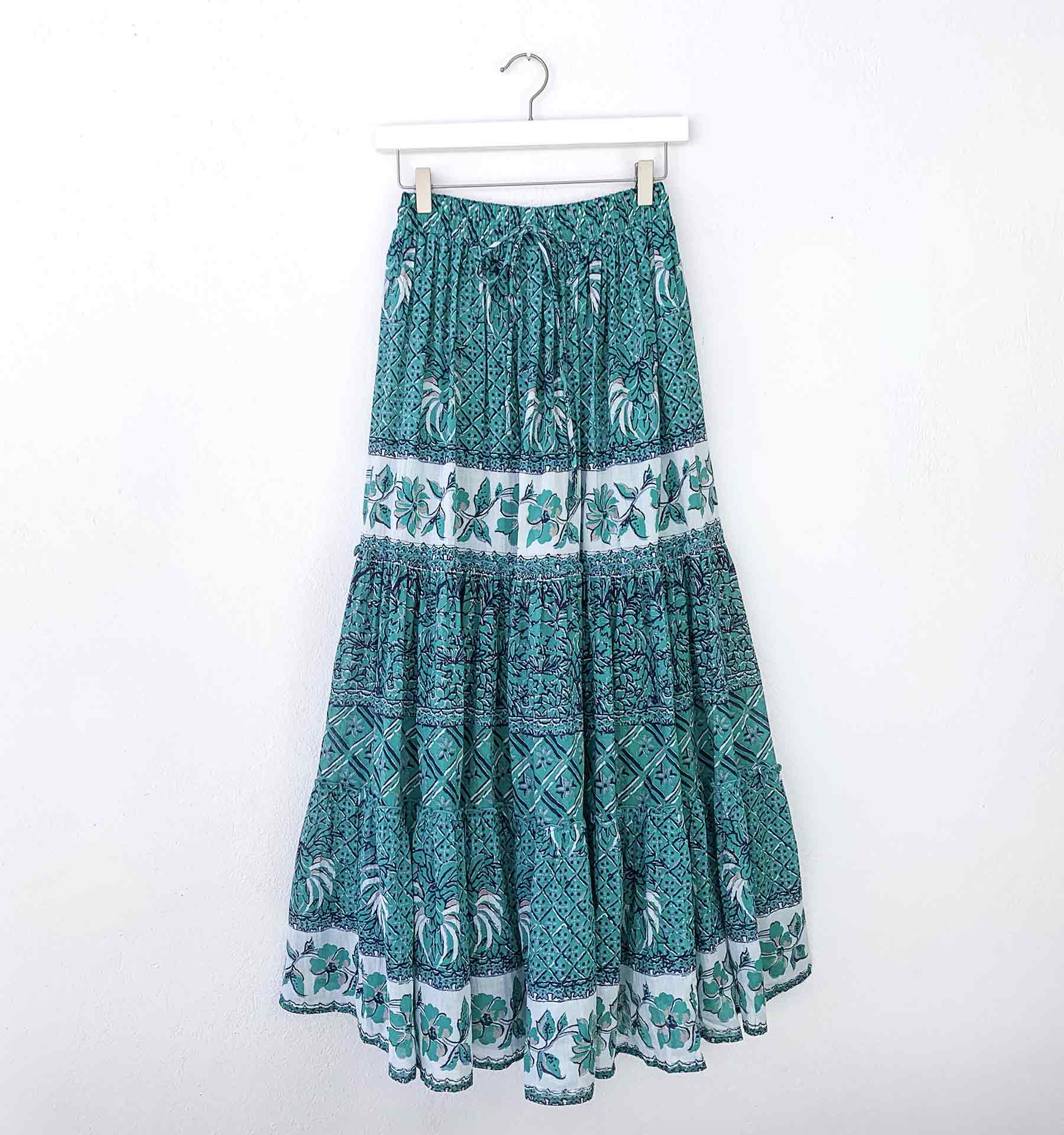 Big tiered floral-print cotton skirt - Katsika