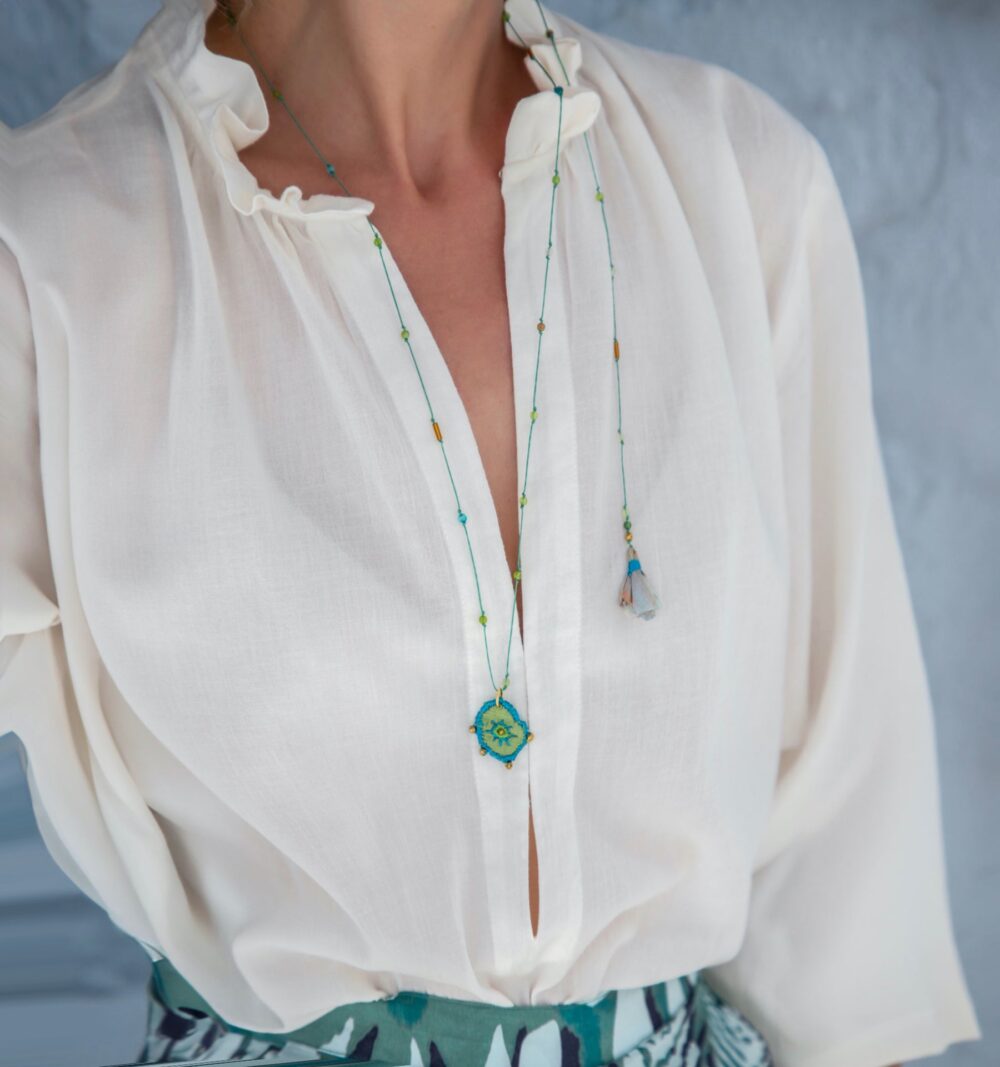Cotton Blouse in Off White - Image 2