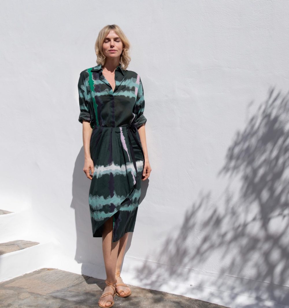 Lightweight Cotton Shirt with Abstract Print