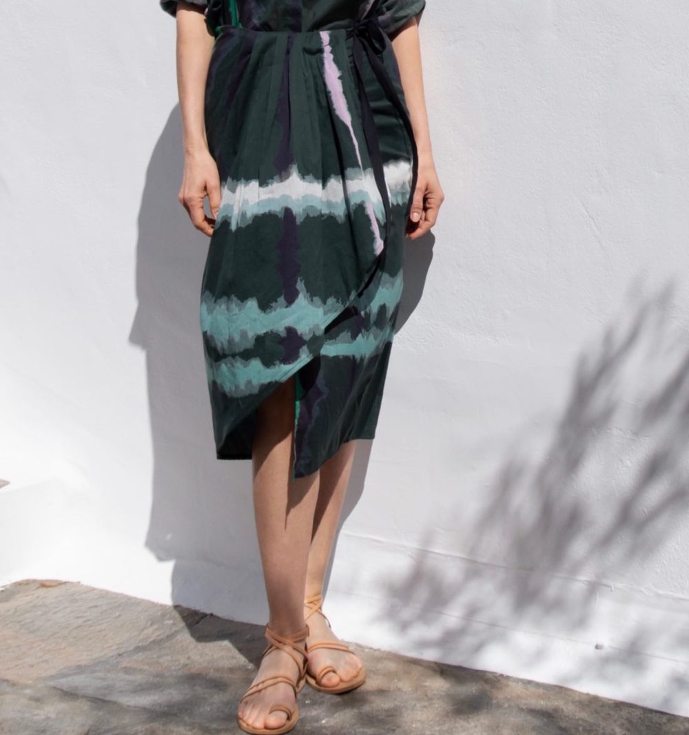 Wrap Skirt in Lightweight Cotton in Abstract Print - Image 3