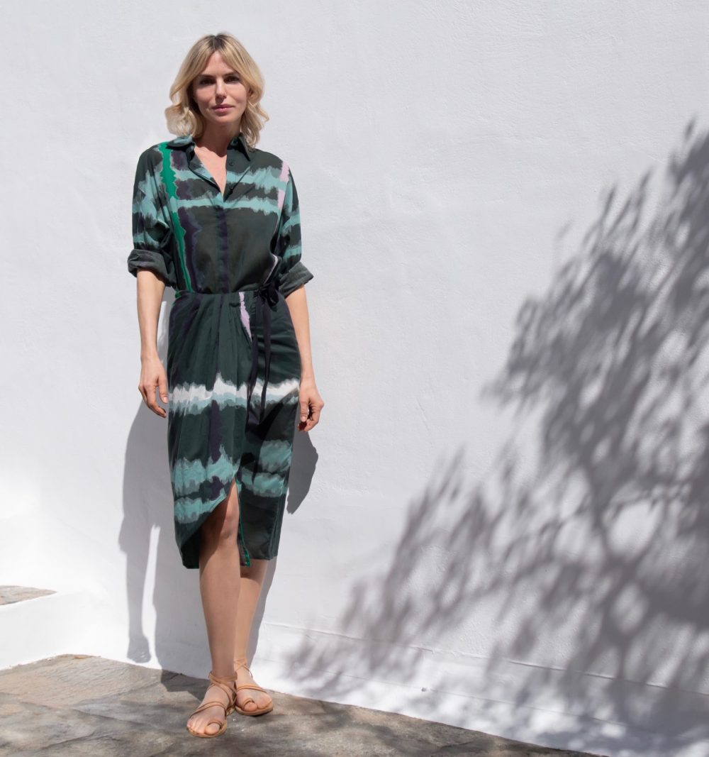 Wrap Skirt in Lightweight Cotton in Abstract Print - Image 2