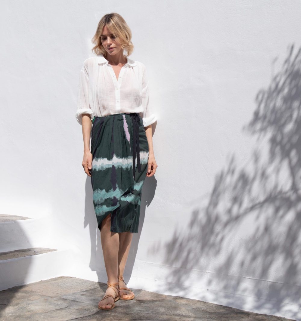 Wrap Skirt in Lightweight Cotton in Abstract Print - Image 4