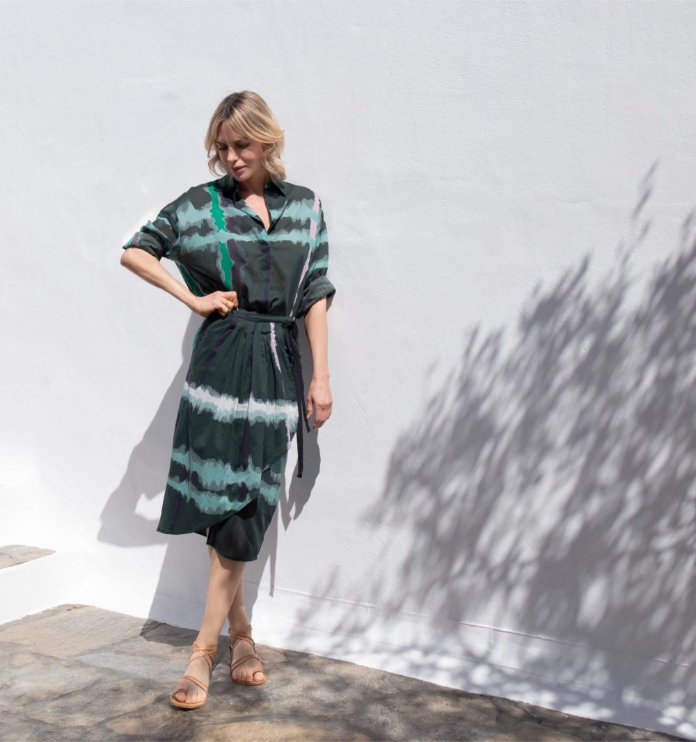 Wrap Skirt in Lightweight Cotton in Abstract Print - Image 5