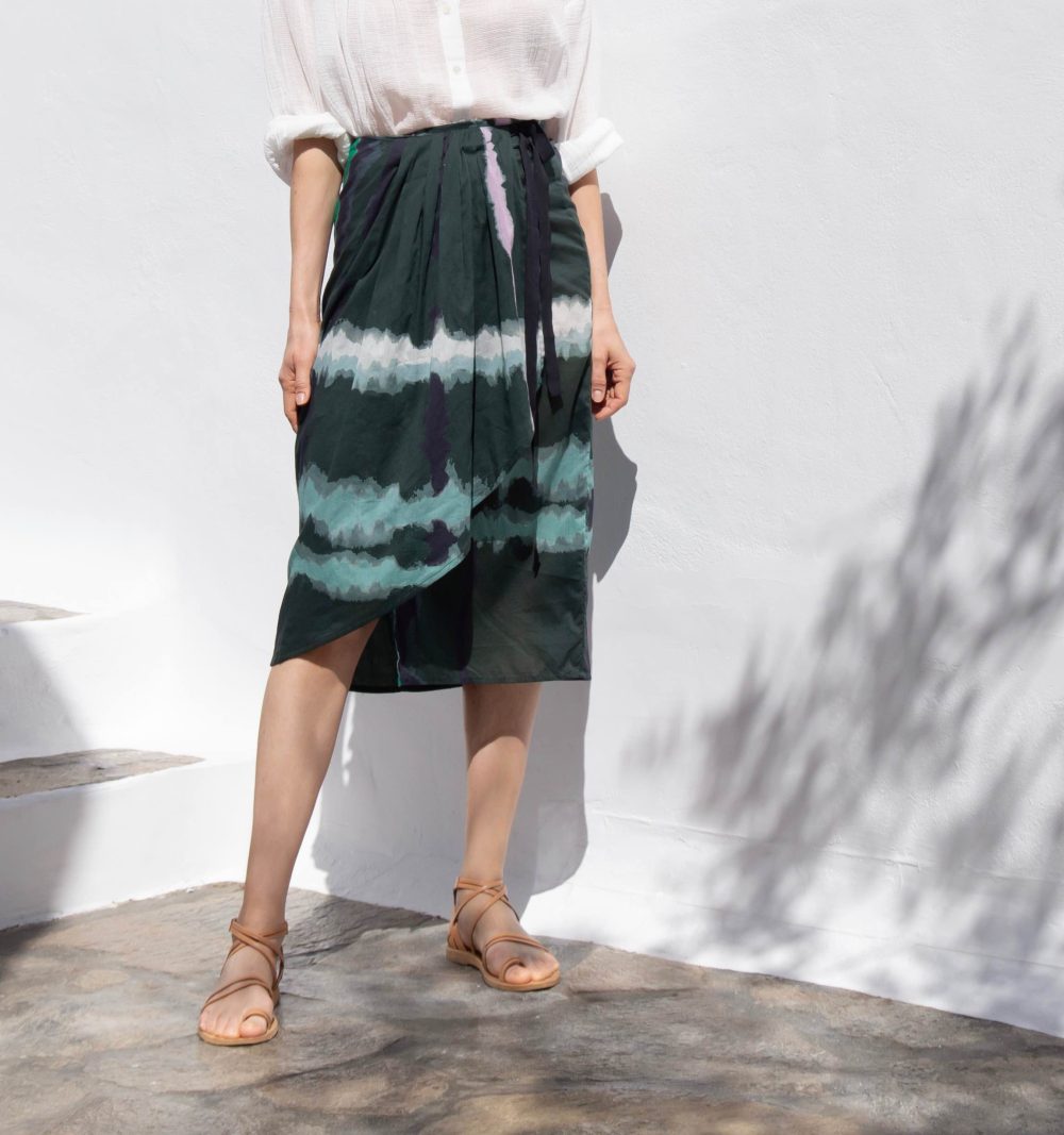Wrap Skirt in Lightweight Cotton in Abstract Print