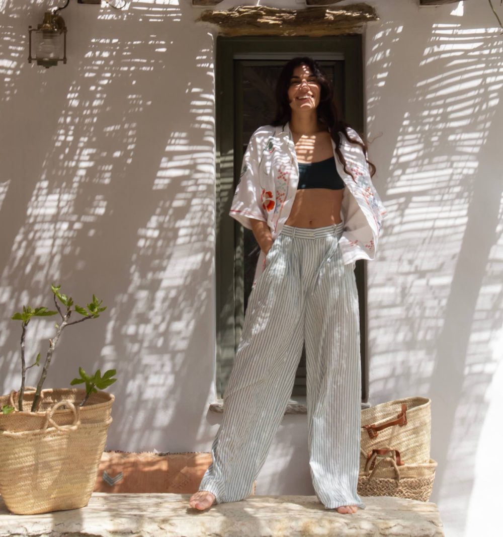 Lightweight Cotton Palazzo Pants in Blue - Image 4