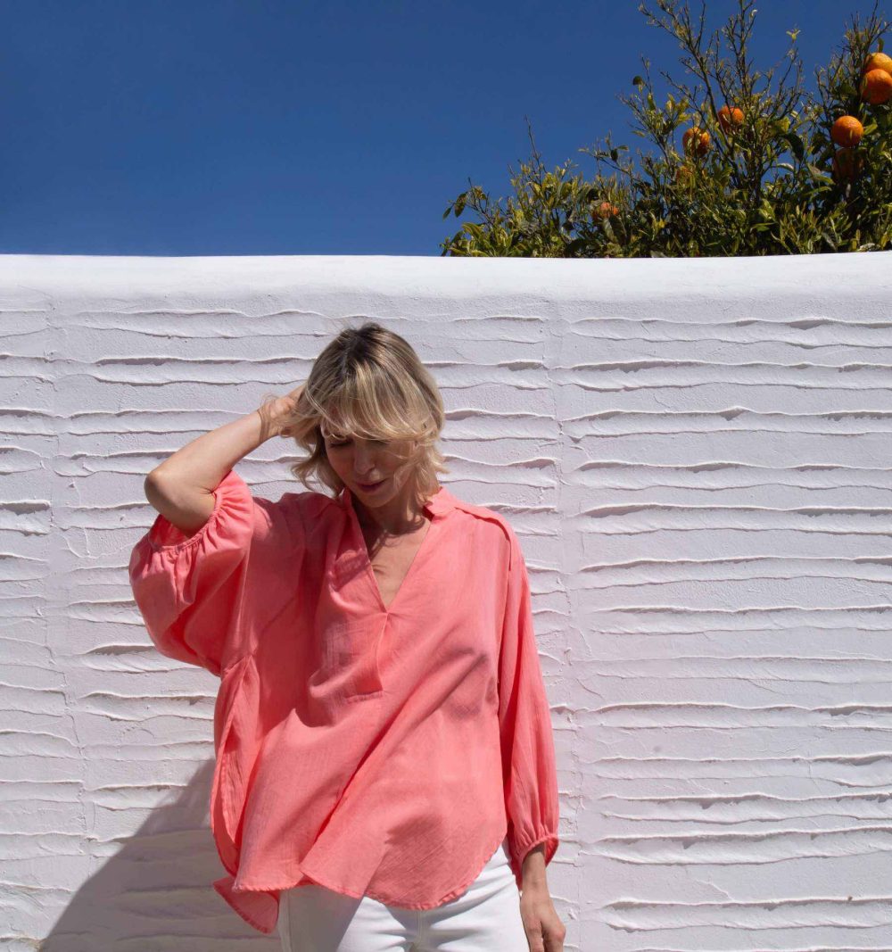 Free Size Cotton Blouse in Pink - Image 5