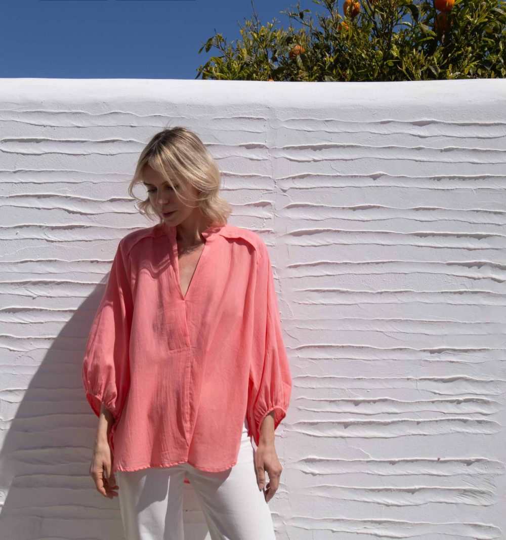 Free Size Cotton Blouse in Pink - Image 4