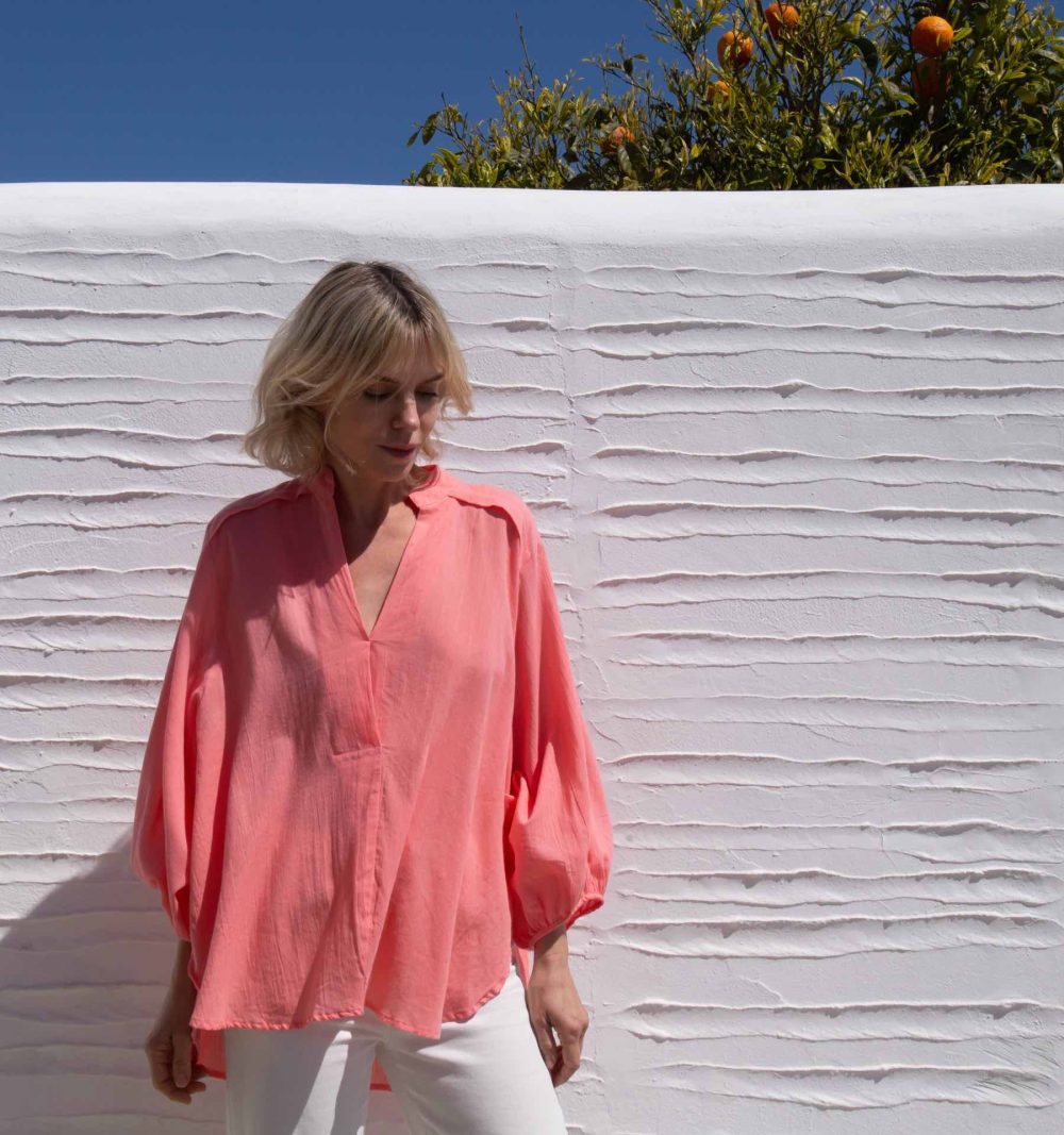 Free Size Cotton Blouse in Pink - Image 7