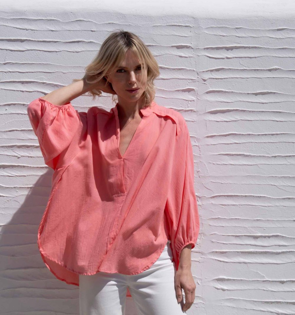 Free Size Cotton Blouse in Pink - Image 6