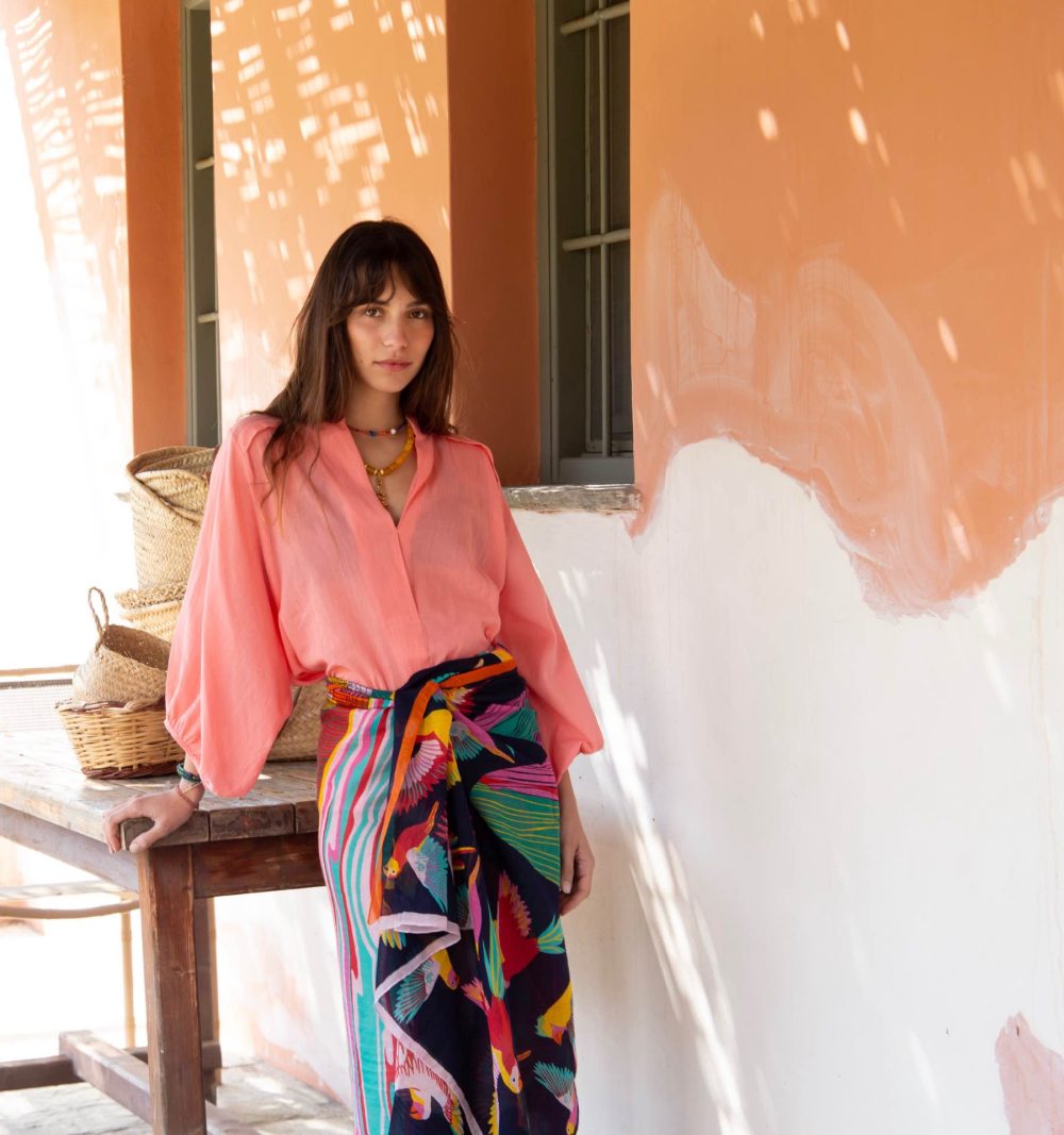 Free Size Cotton Blouse in Pink - Image 2