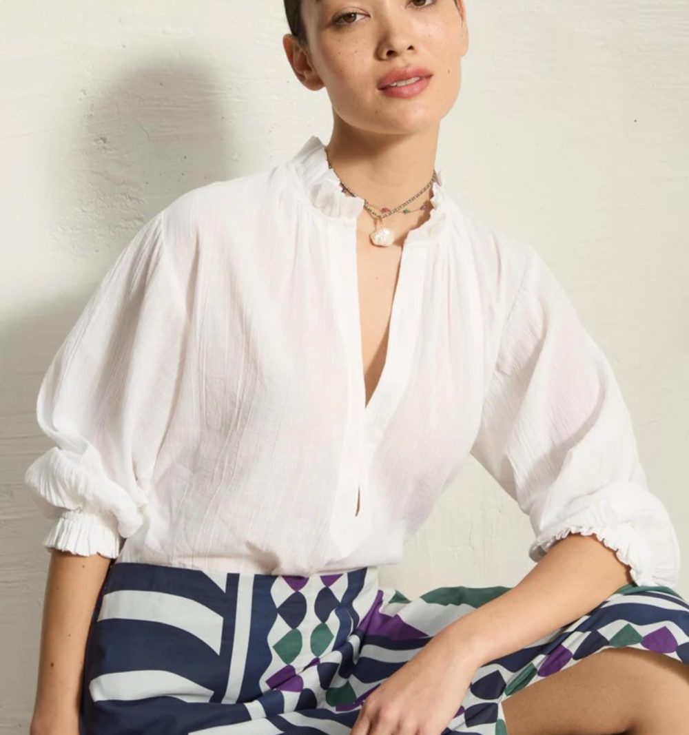 Cotton Blouse in Off White - Image 6