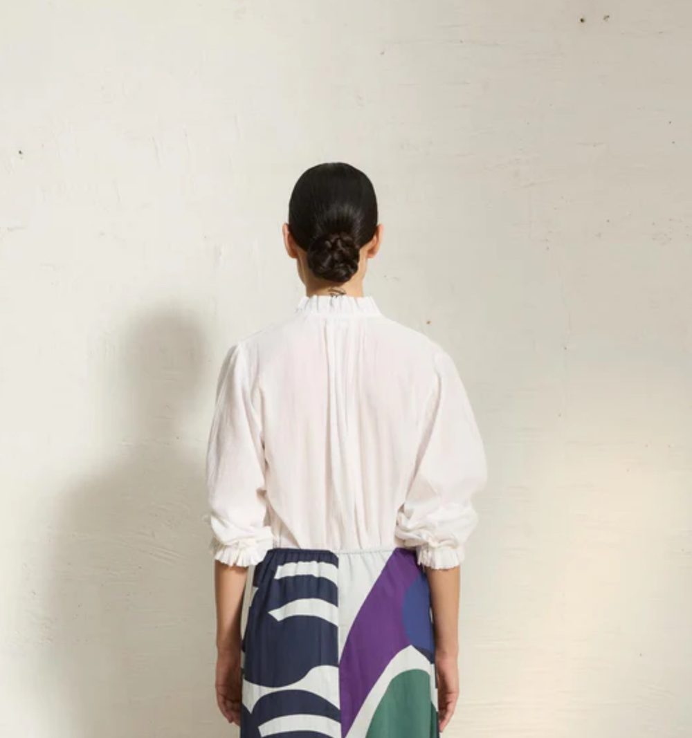 Cotton Blouse in Off White - Image 7