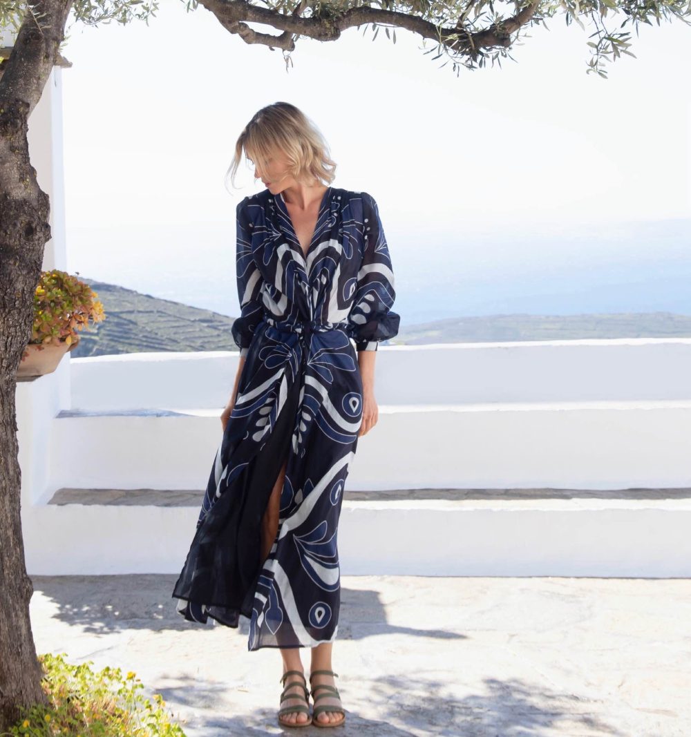 Long Dress in Navy Blue - Image 4