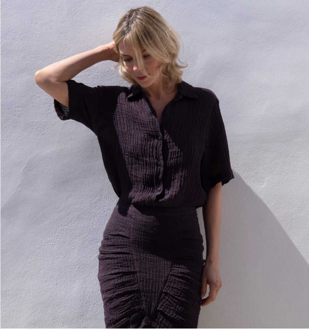 Rustic Linen Shirt in Brown