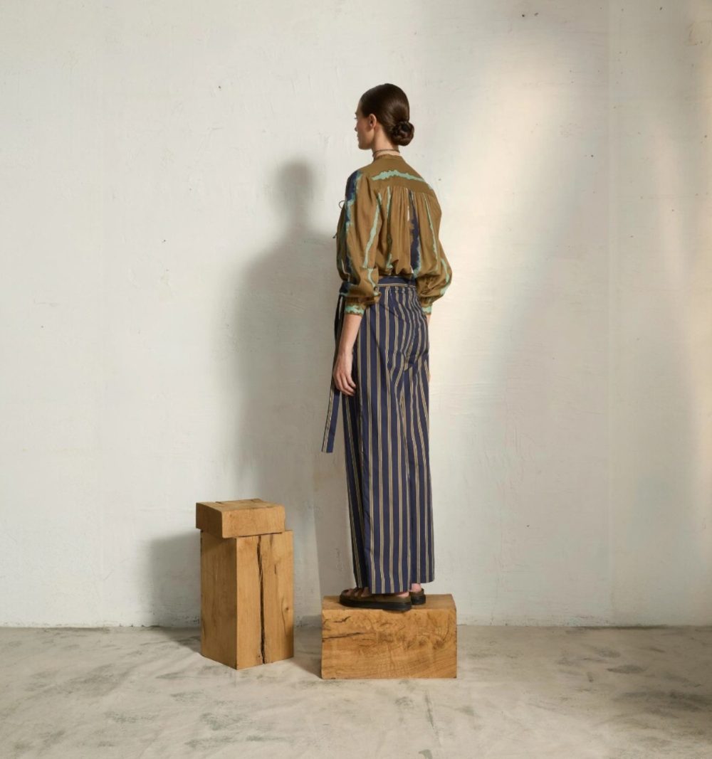 Cotton Blouse in Tie Dye Stripes - Image 9