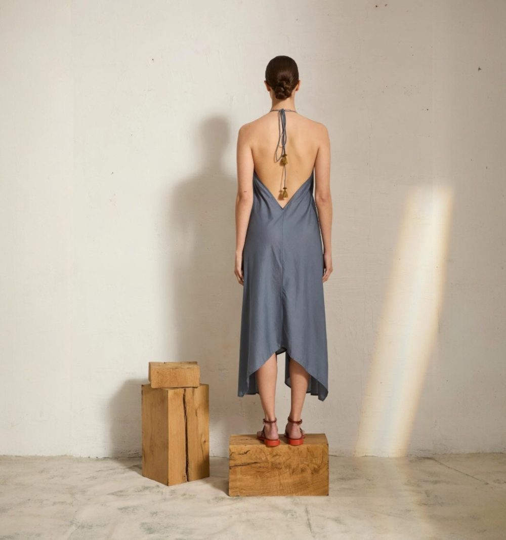 Cotton Pareo Dress in Storm Blue - Image 2