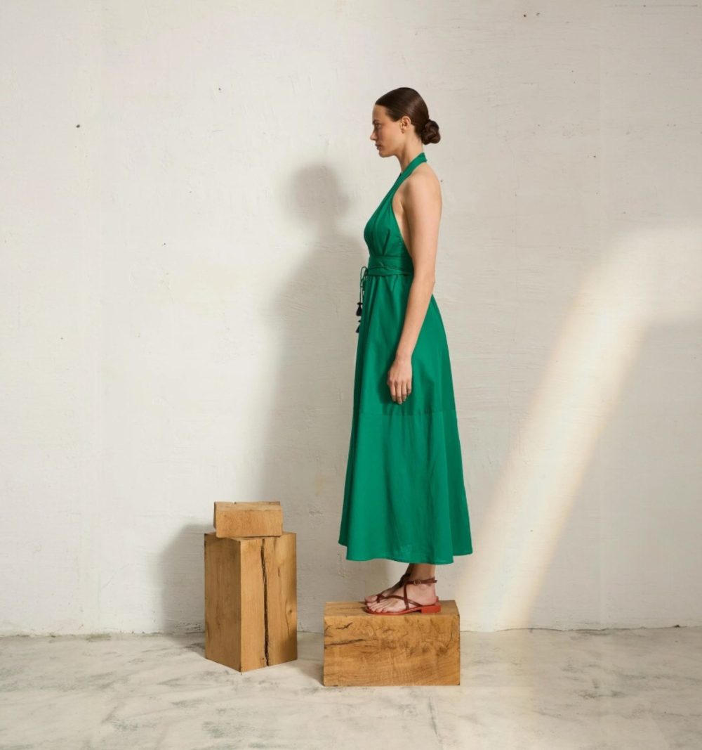 Cotton Pareo Dress in Green - Image 2