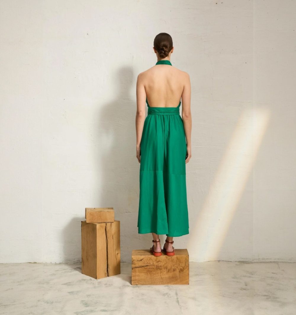 Cotton Pareo Dress in Green - Image 3