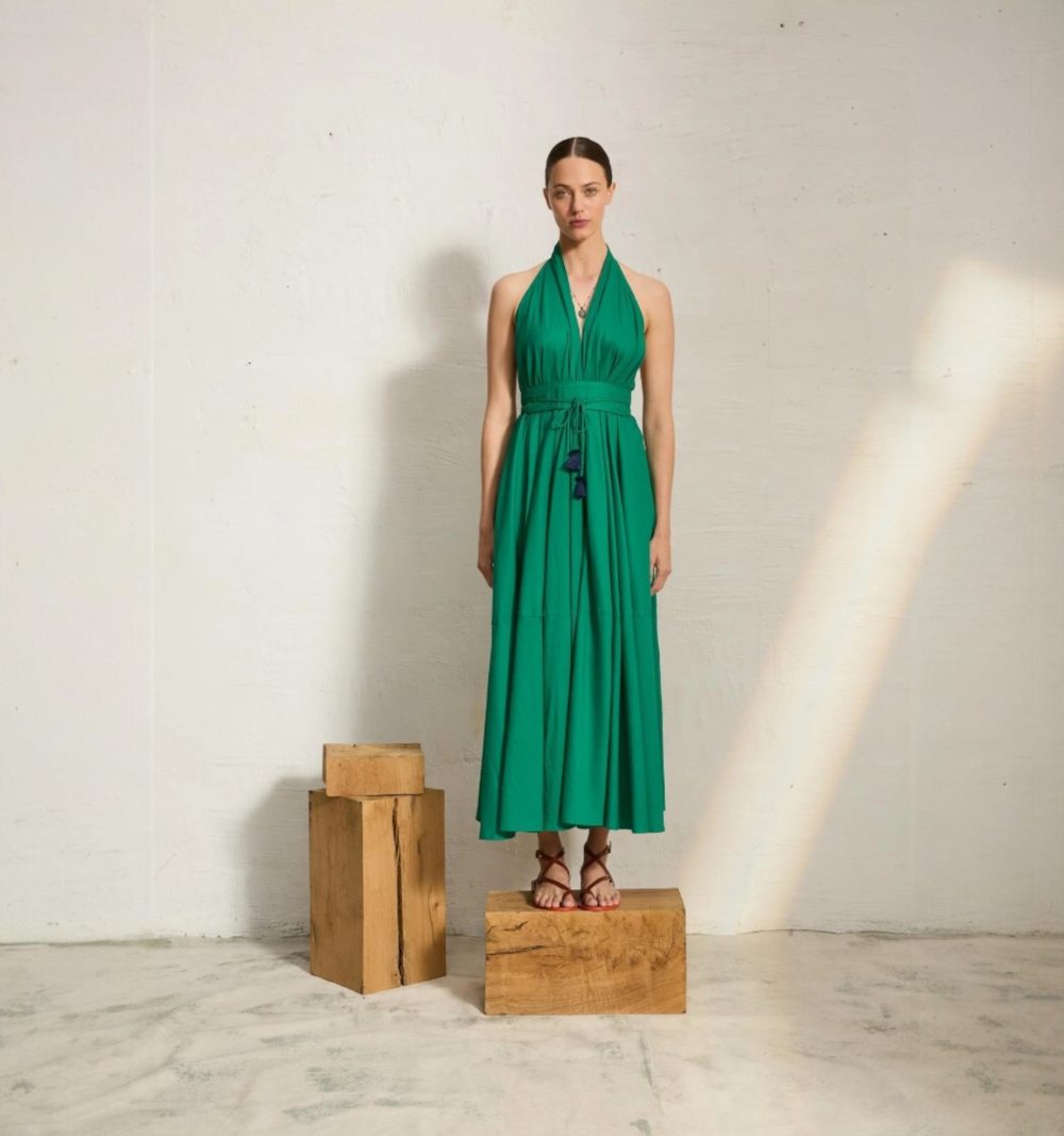 Cotton Pareo Dress in Green