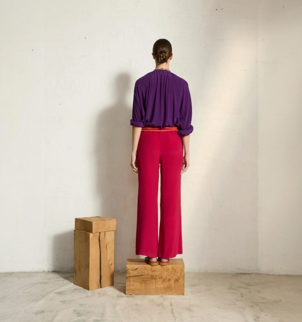 Flowing Silk Blouse in Purple - Image 4