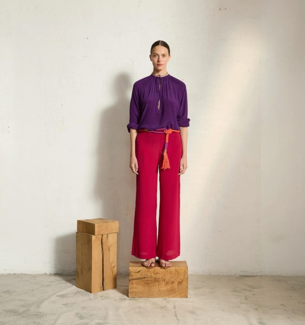 Flowing Silk Blouse in Purple