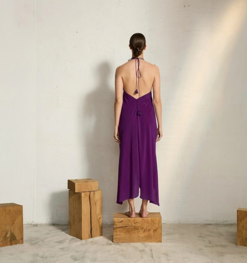 Silk Pareo Dress in Purple - Image 3