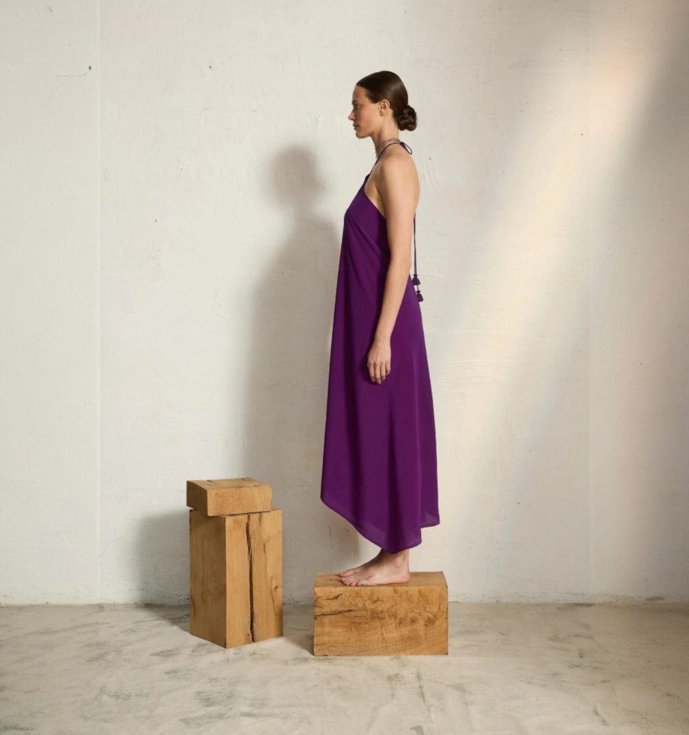 Silk Pareo Dress in Purple - Image 2