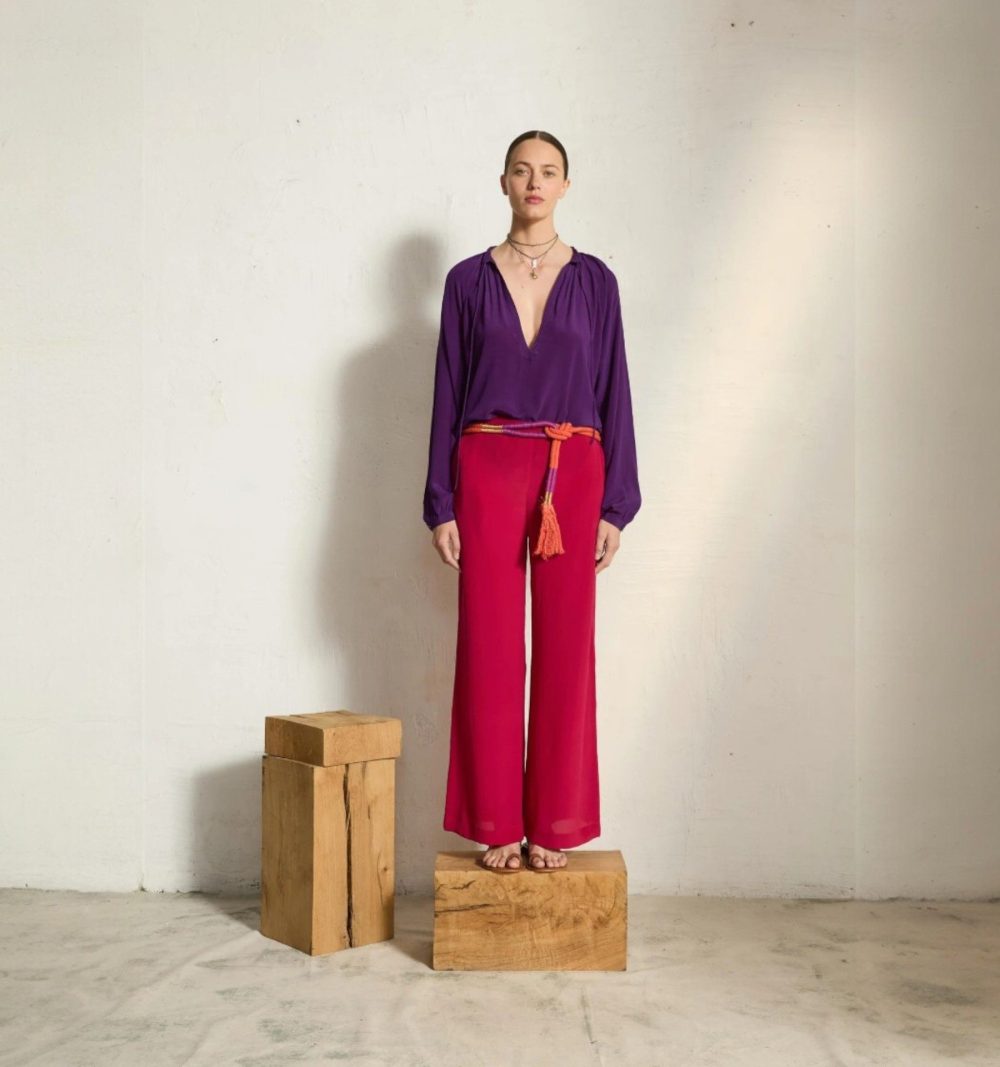 Flowing Silk Blouse in Purple - Image 5