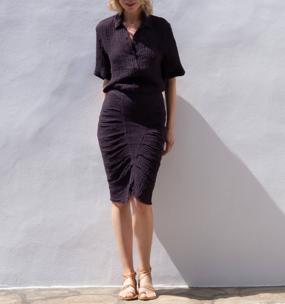 Rustic Linen Skirt in Brown - Image 4