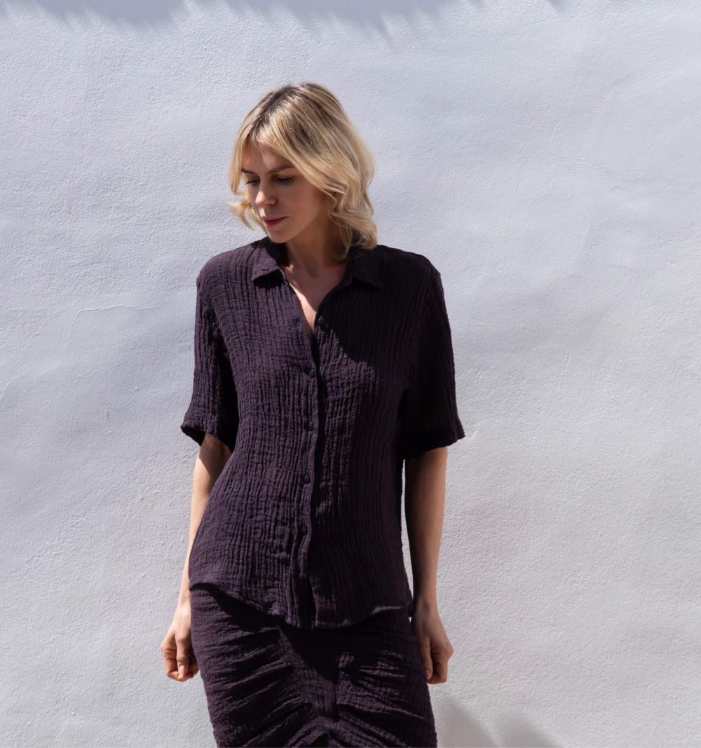 Rustic Linen Shirt in Brown - Image 4