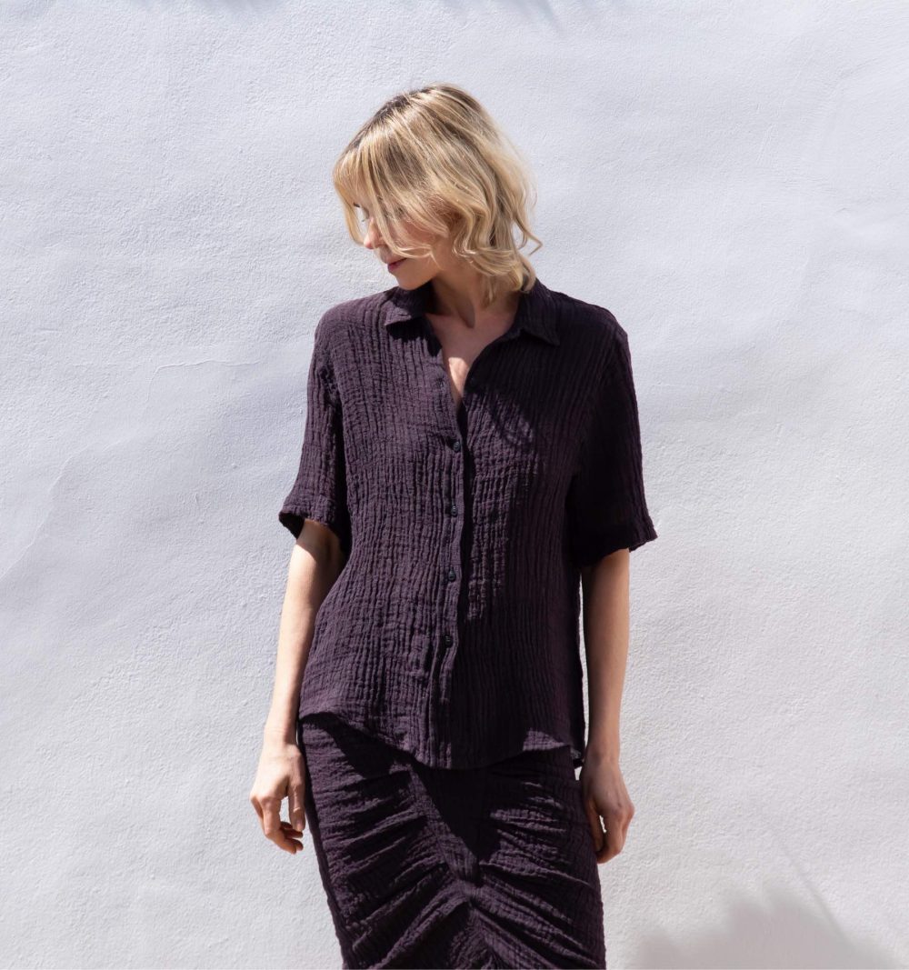 Rustic Linen Shirt in Brown - Image 6
