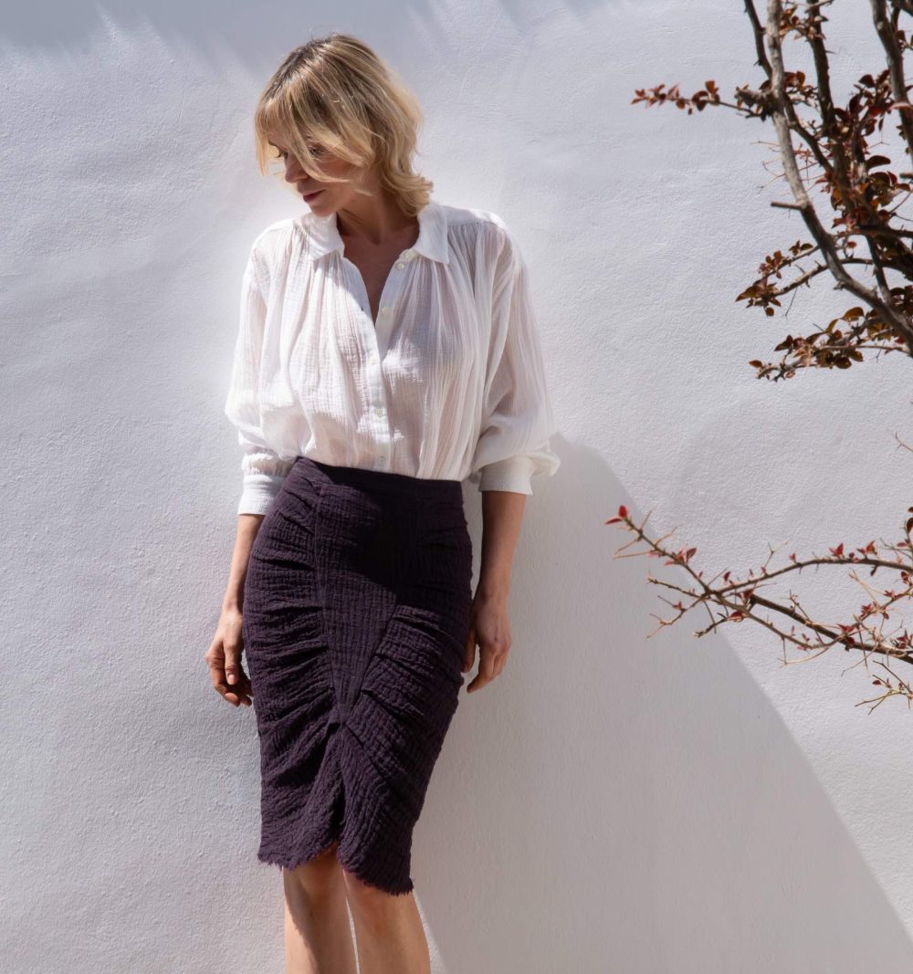 Rustic Linen Skirt in Brown - Image 5