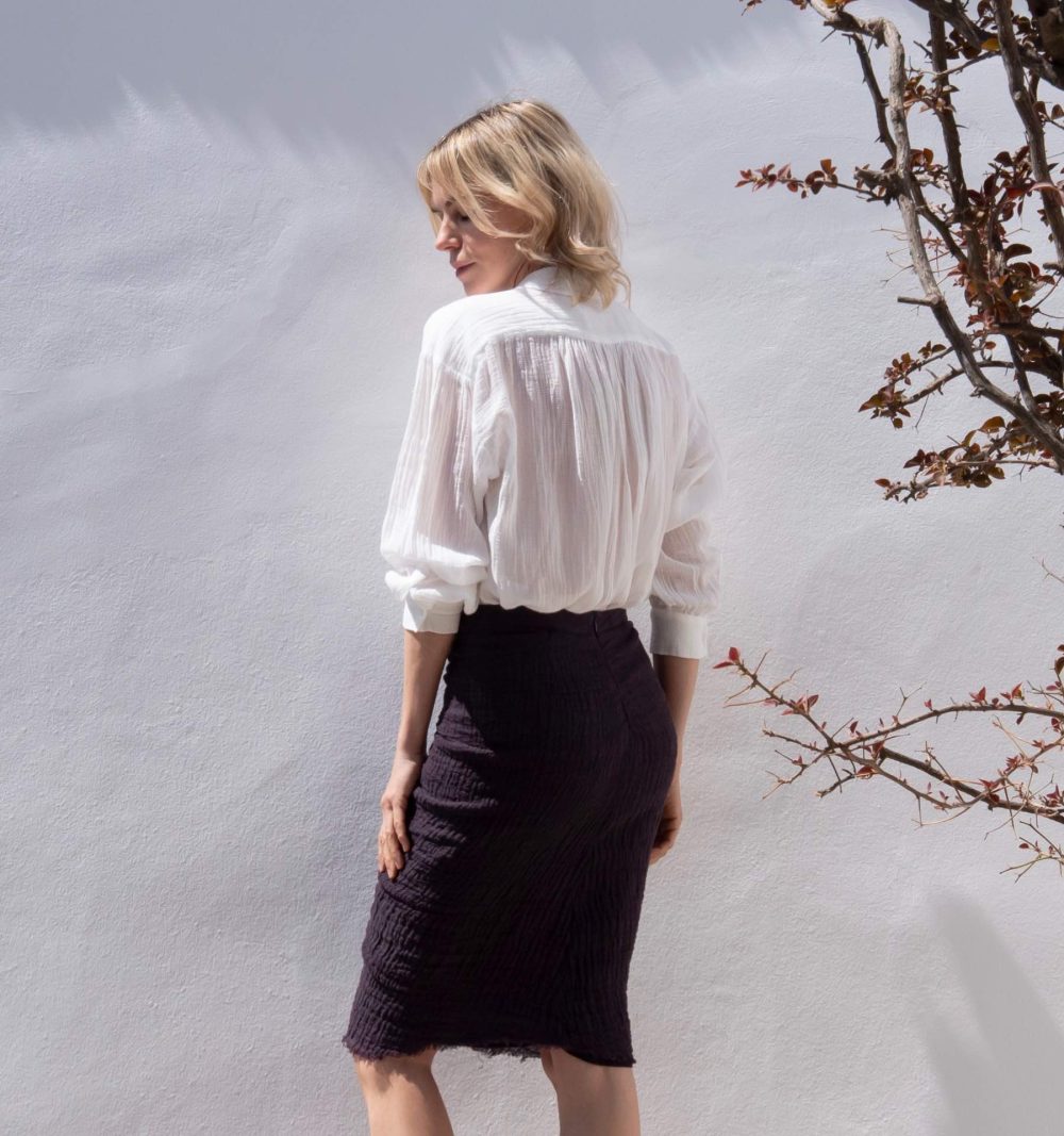 Rustic Linen Skirt in Brown - Image 7