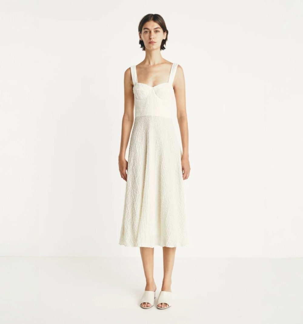 Masscob Textured Cotton Off White Dress - Image 3