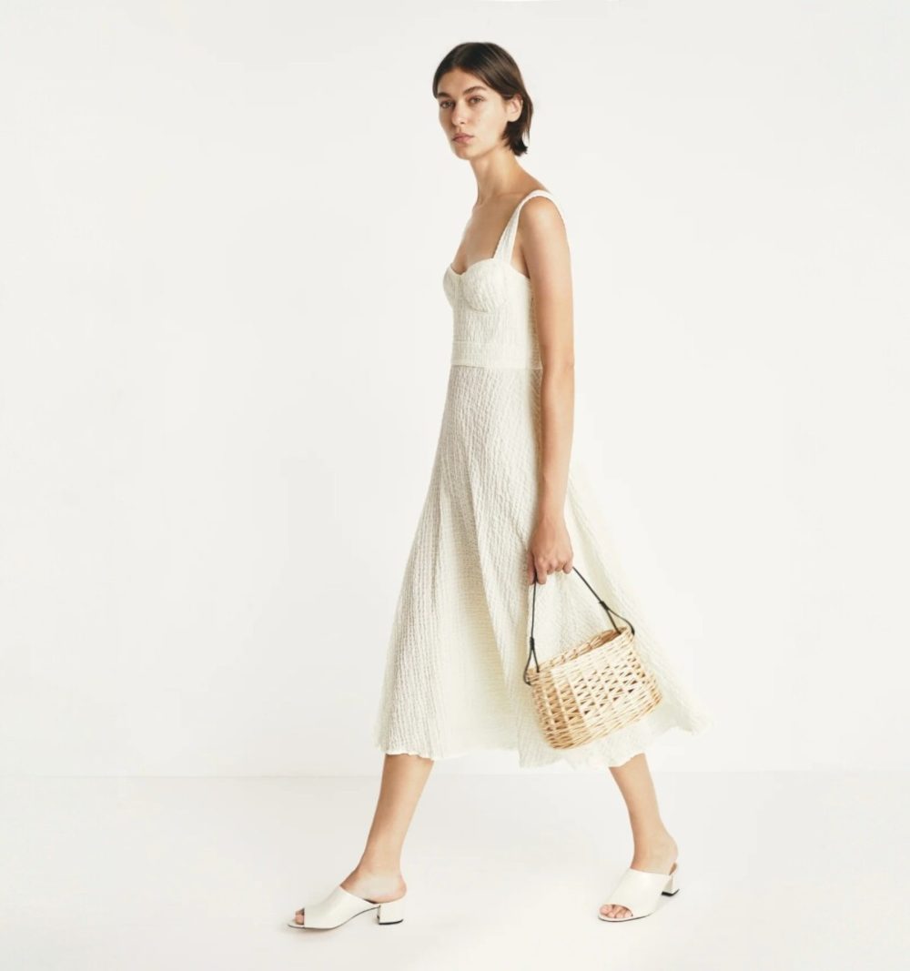 Masscob Textured Cotton Off White Dress
