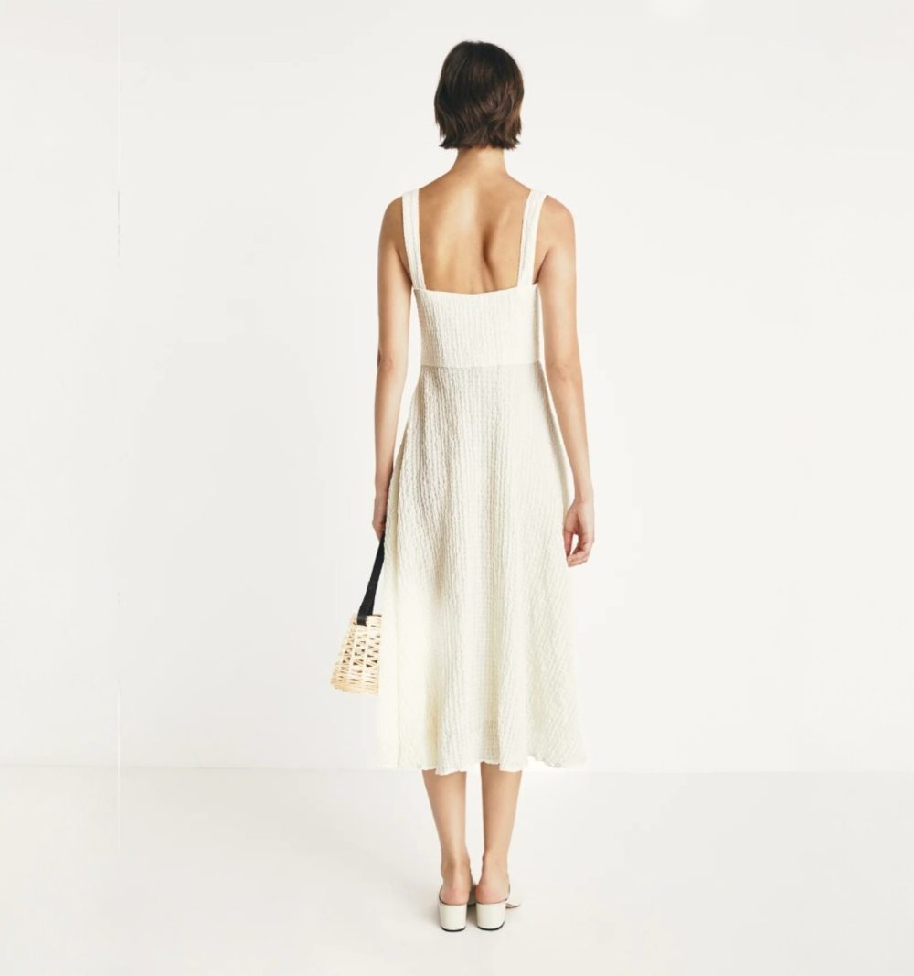 Masscob Textured Cotton Off White Dress - Image 4