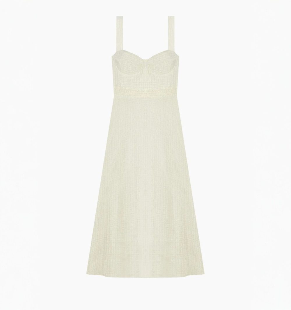 Masscob Textured Cotton Off White Dress - Image 5