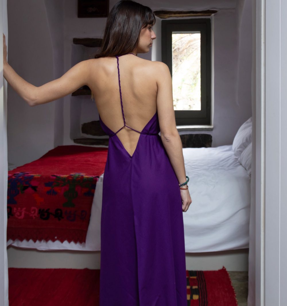 Cotton Pareo Dress in Purple