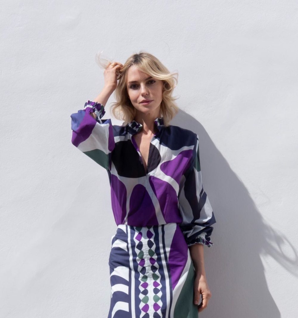 Cotton Voile Shirt with Geometric Print - Image 3