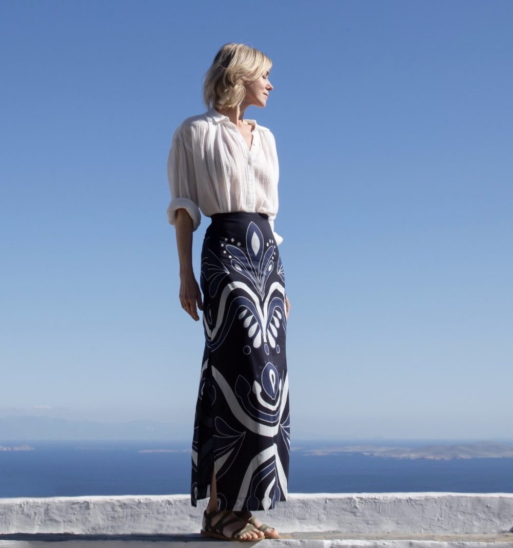 Cotton Maxi Skirt in Blue - Image 7