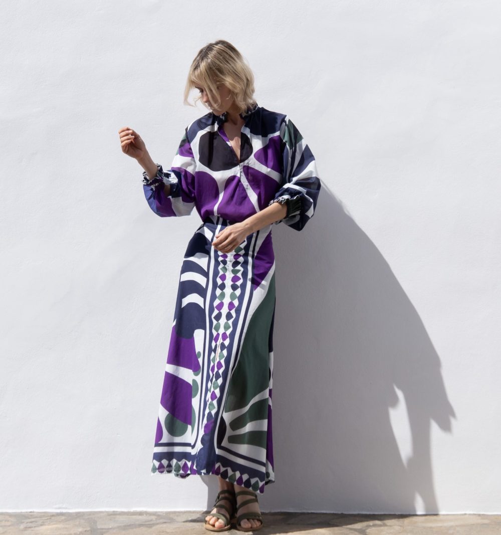 Cotton Voile Shirt with Geometric Print - Image 4