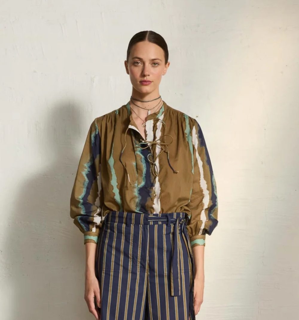 Cotton Blouse in Tie Dye Stripes - Image 7