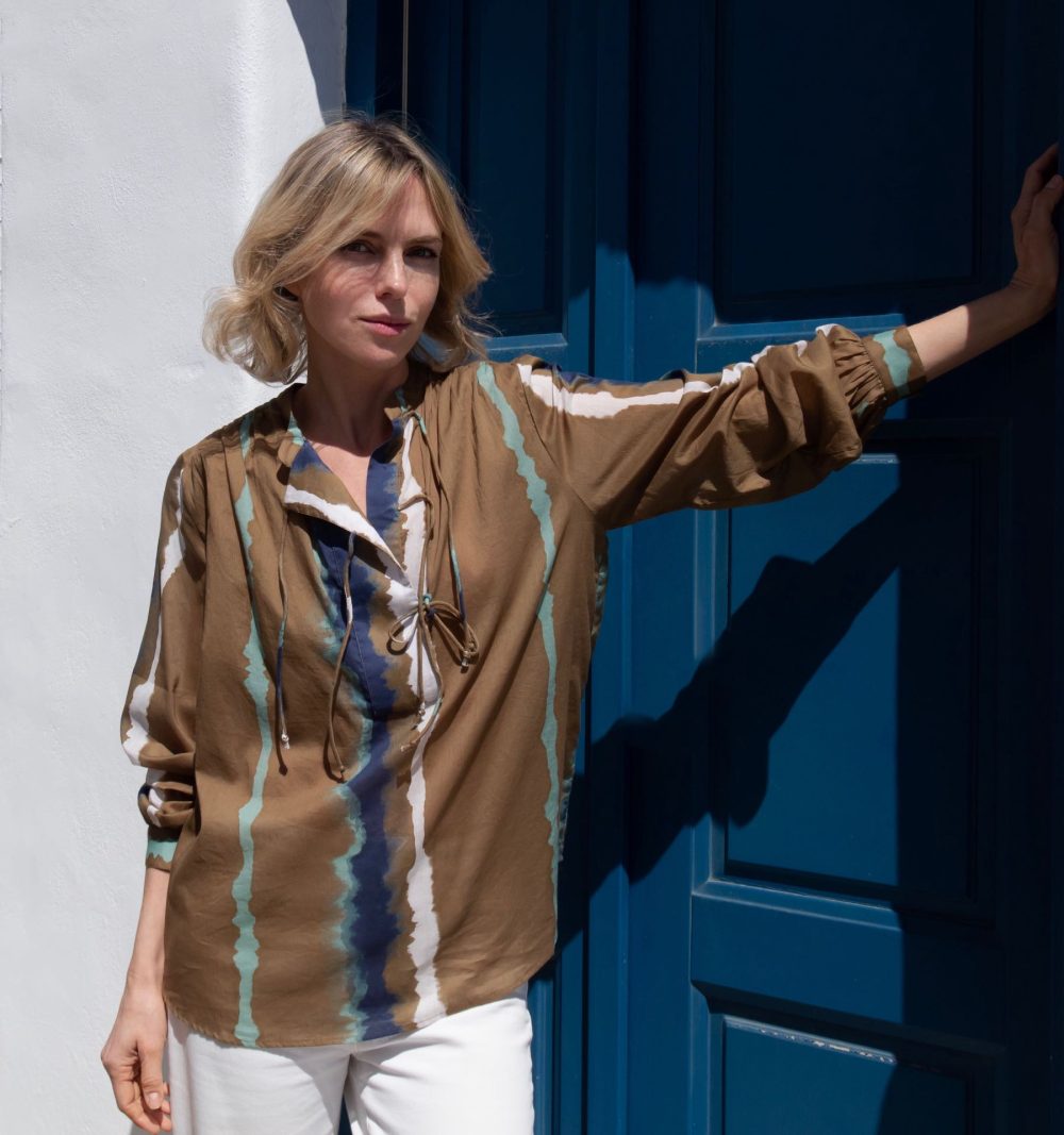 Cotton Blouse in Tie Dye Stripes - Image 4