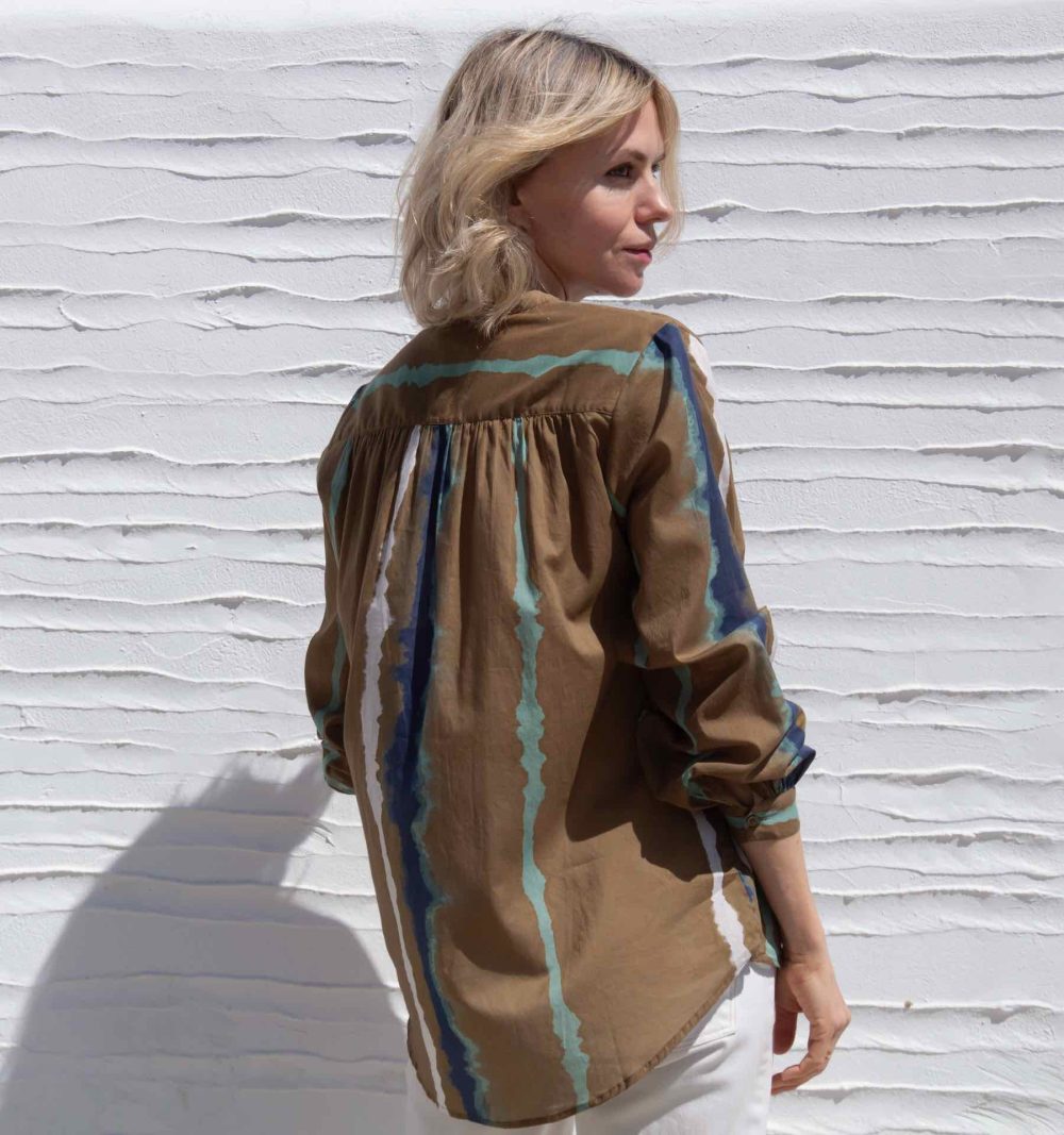 Cotton Blouse in Tie Dye Stripes - Image 6