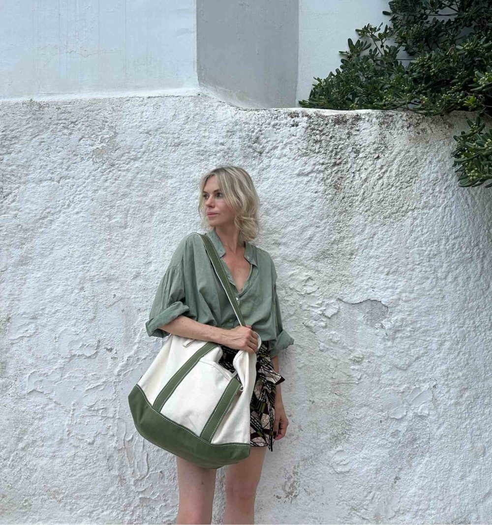 Canvas Tote Bag in Khaki - Image 2