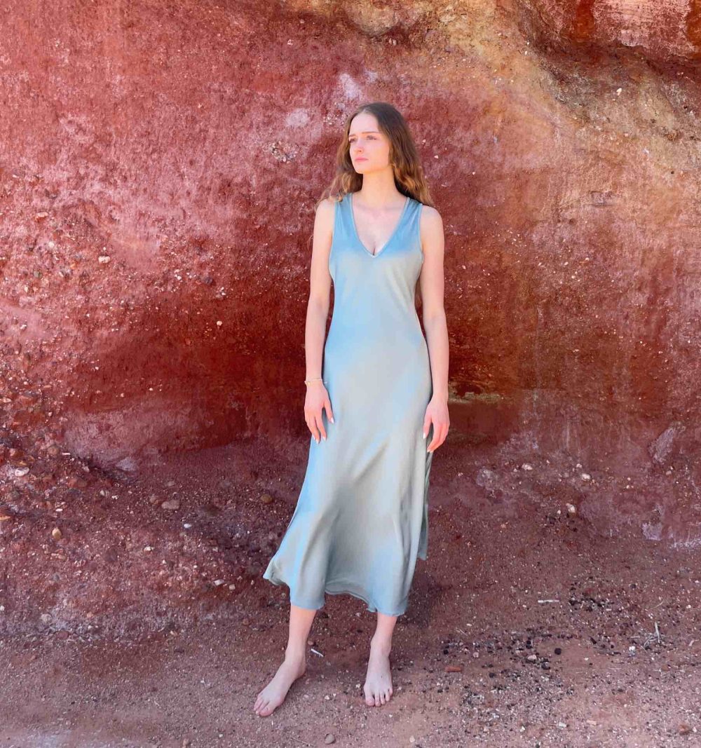 Slip Dress in Grey Blue
