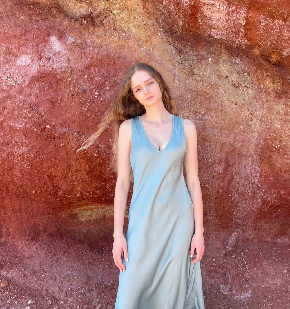 Slip Dress in Grey Blue - Image 4