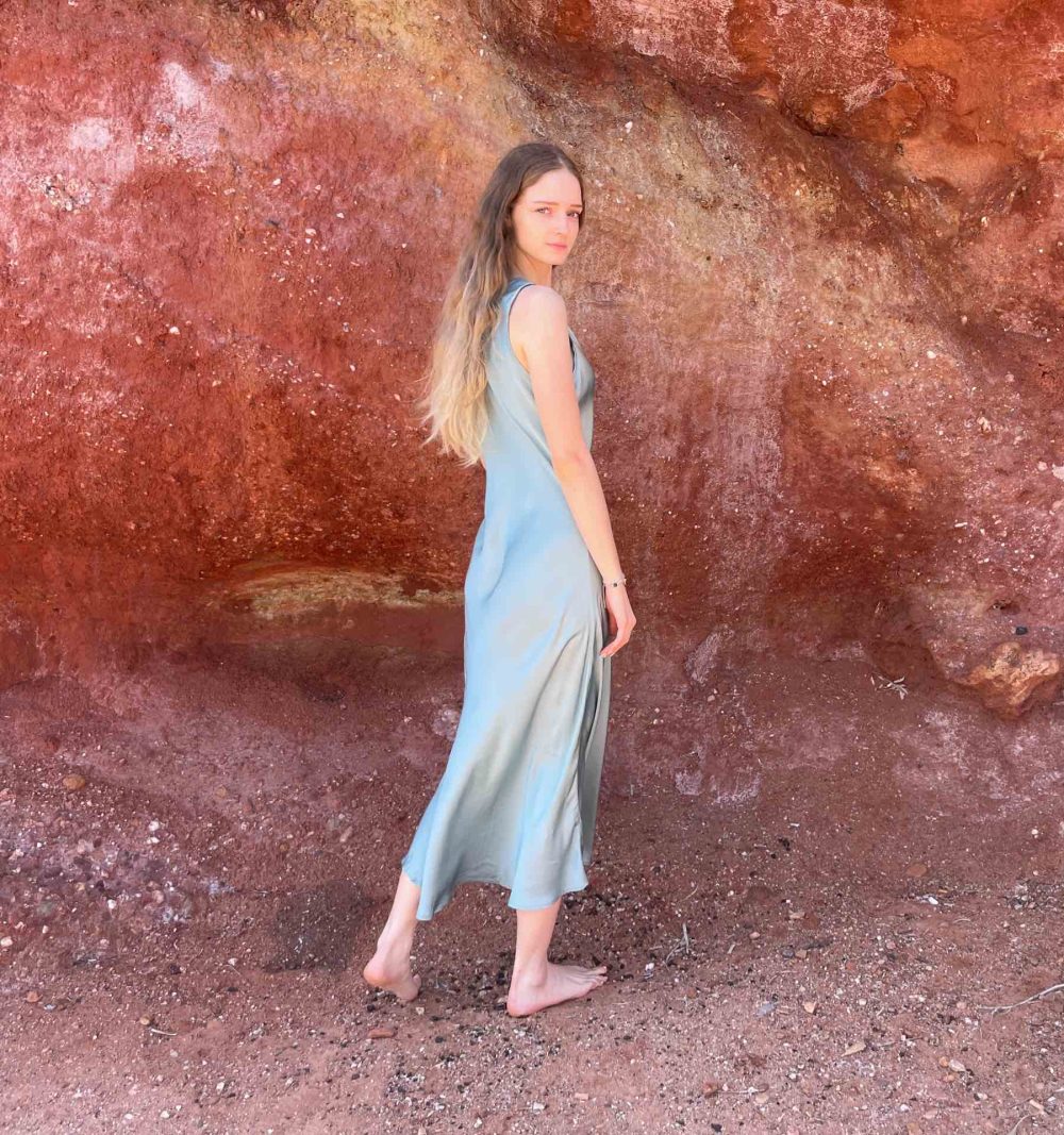 Slip Dress in Grey Blue - Image 5