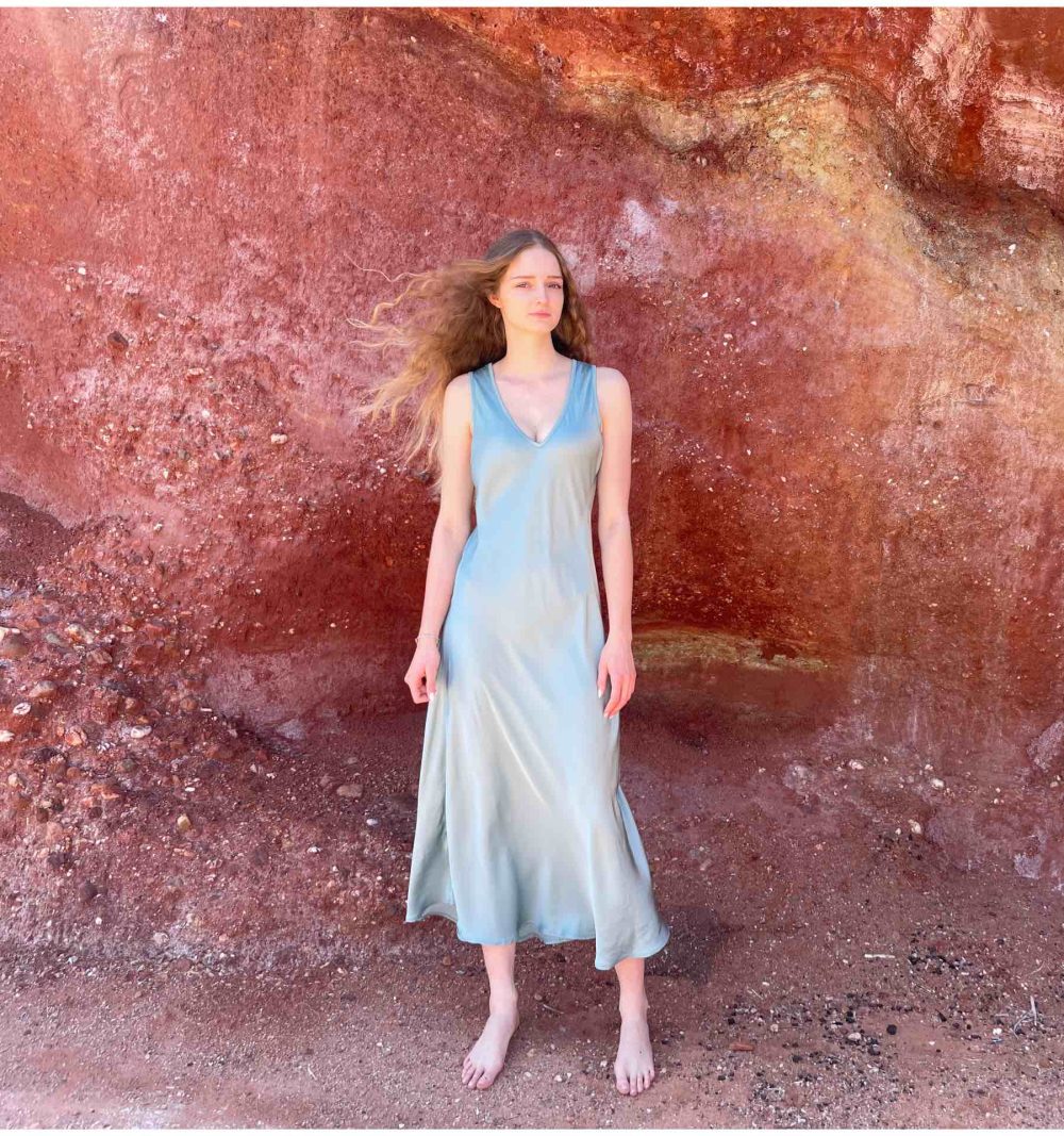 Slip Dress in Grey Blue - Image 2